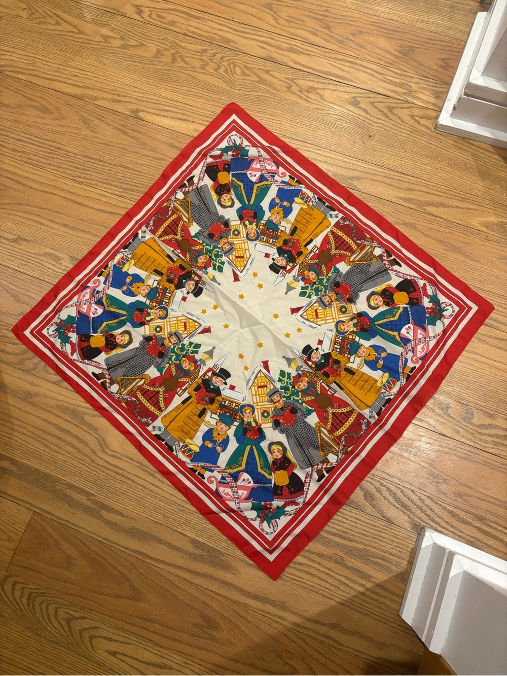 Vintage holiday carolers novelty print scarf